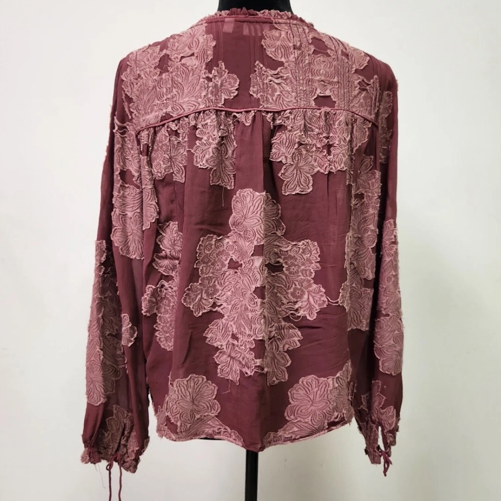 WILFRED | Aritzia Lourdes Floral Embroidered Long Sleeve  Mauve Blouse Size S - Picture 6 of 13